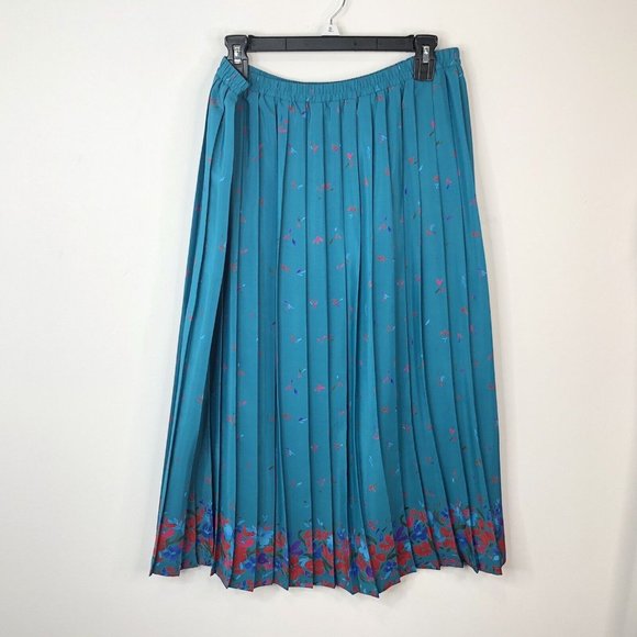 Leslie Fay Dresses & Skirts - Vintage Leslie Fay Petite Skirt Size 16 Pleated Floral Abstract Pattern Midi